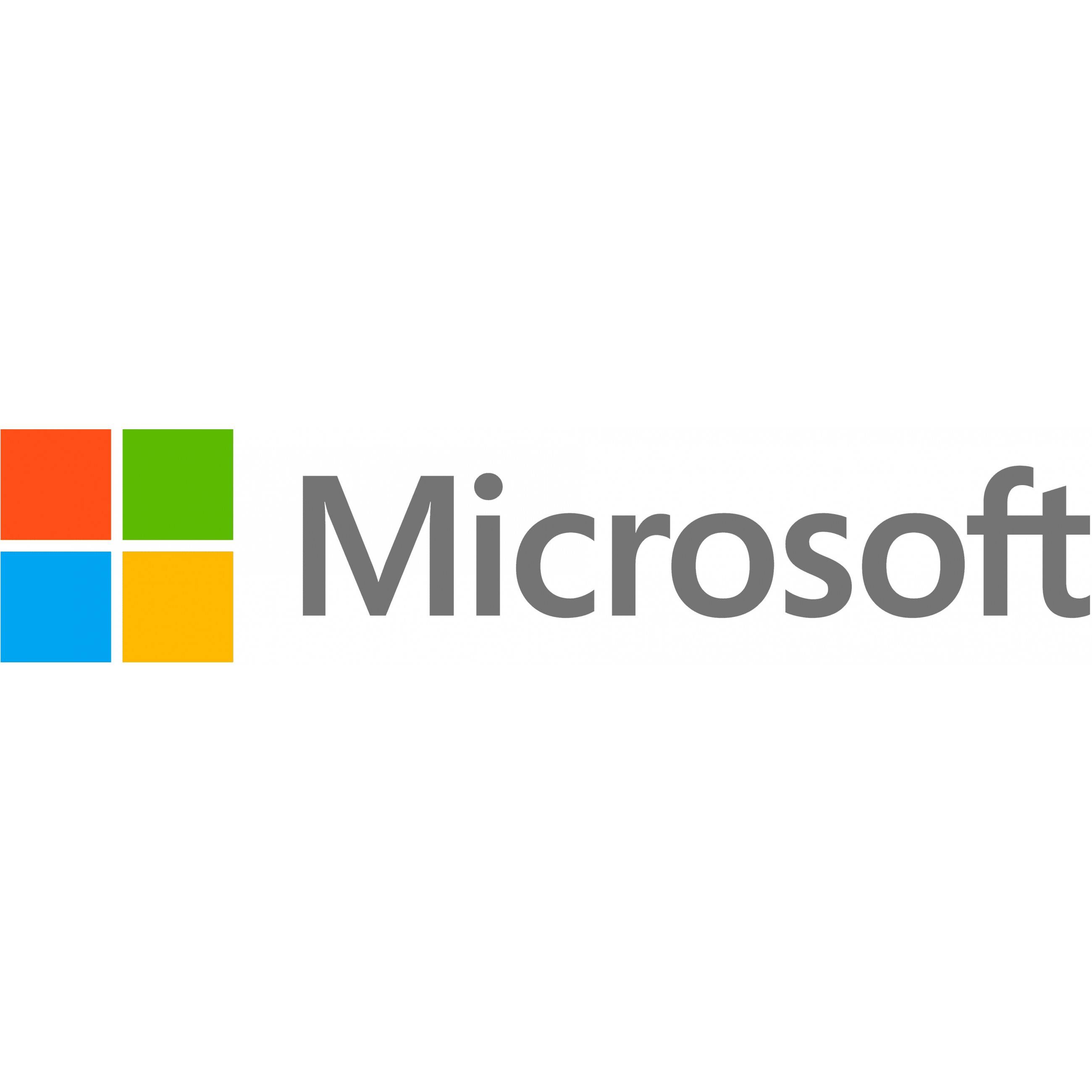Microsoft-Logo mit einem farbenfrohen vier-quadratischen Fenster-Symbol, gefolgt vom Wort „Microsoft