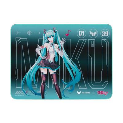 „Anime-Charakter mit langem türkisem Haar und futuristischem Outfit auf türkisfarbenem Hintergrund mit großem Text „MIKU