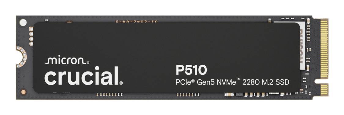 Eine schwarze P510 SSD mit der Aufschrift „PCIe Gen5 NVMe