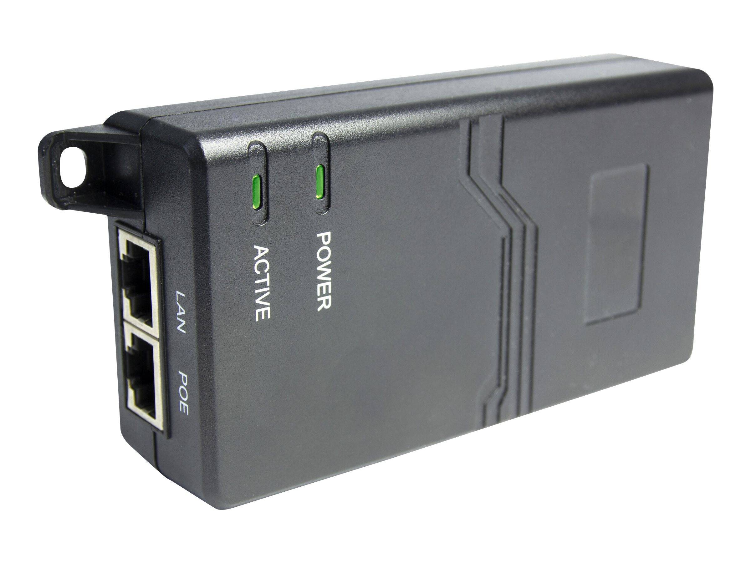 Ein schwarzes Netzwerkgerät mit zwei Ethernet-Anschlüssen mit den Bezeichnungen „LAN