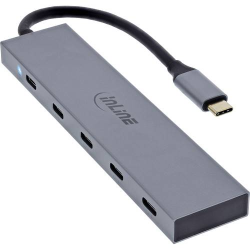 InLine® USB-C Hub, 4x + Power Delivery 100 W, USB 3.2 Gen.2, grau Eingabe / Ausgabe Dockingstations