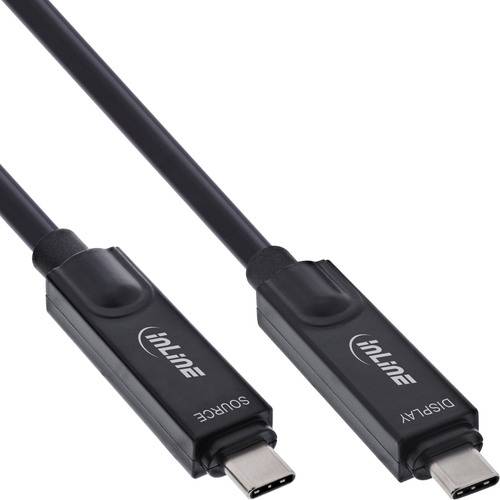 Zwei schwarze USB-C-Kabel mit den Beschriftungen „Source