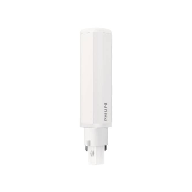 Eine weiße Philips LED-Glühbirne mit rechteckiger Form und zweipoliger Fassung, entwickelt für energieeffiziente Beleuchtungslösungen.