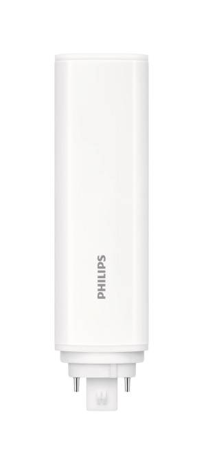 Eine weiße Philips Powerbank mit elegantem, minimalistische Design, das das Philips-Logo vertikal zeigt.