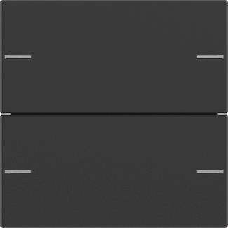 Ein moderner schwarzer Doppelbackofen mit schlanken Griffen und minimalistischem Design, ausgestattet mit zwei horizontalen Türen.