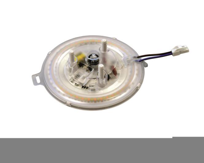 Eine runde Deckenleuchtenkomponente mit mehreren LED-Birnen und Verdrahtungsverbindungen, entwickelt für die Installation in modernen Leuchten.