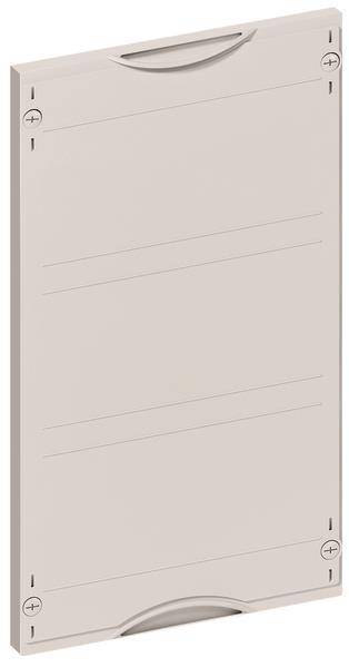 Ein hellgraues Paneel mit drei horizontalen Rillen, gleichmäßig verteilt, die subtile lineare Muster auf der Oberfläche erzeugen.