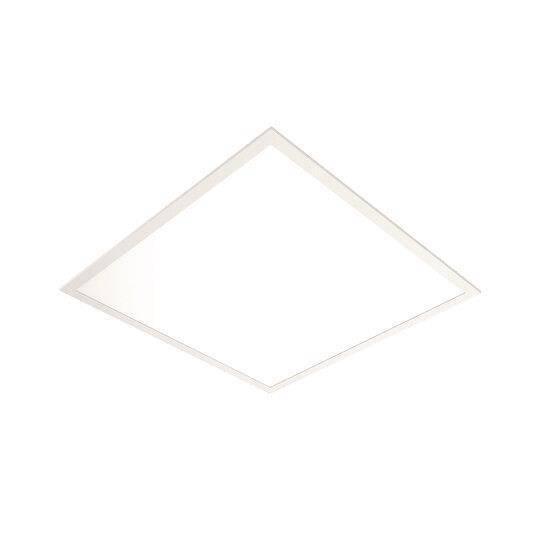 Eine quadratische Deckenleuchte mit schlankem, minimalistische Designund weißem Rand, die ein sanftes, warmes Licht ausstrahlt.