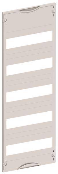 Eine weiße Tür mit fünf horizontalen Milchglaspaneelen, gleichmäßig verteilt, in einem modernen Rahmen.