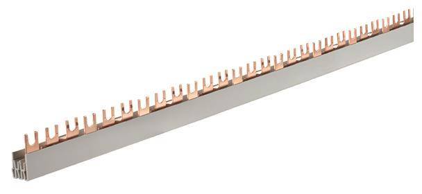 Eine Kupferschiene mit gleichmäßig verteilten Zapfen, die zur gleichmäßigen Verteilung von Strom auf Leistungsschalter in Schaltanlagen verwendet wird.