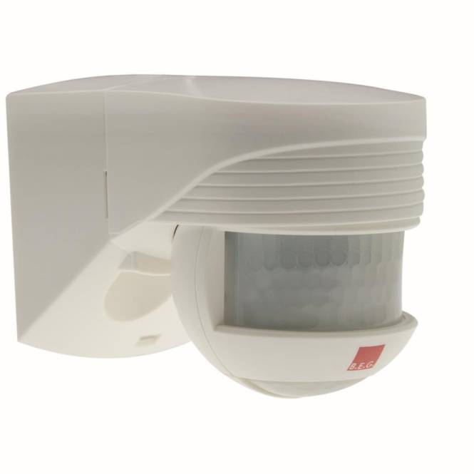 Ein wandmontierter weißer Bewegungsmelder mit Wabenglas-Linse, konzipiert zur Bewegungserkennung in Sicherheits- oder Automatisierungssystemen.