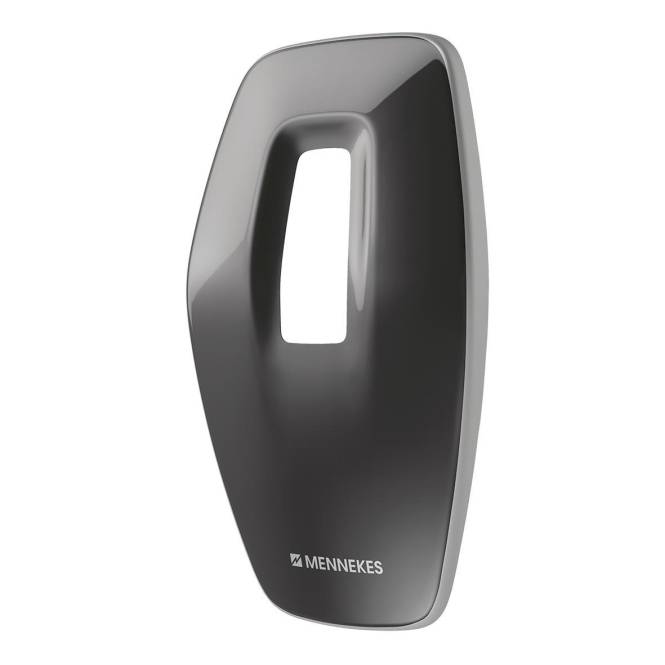 Ladestation für Elektrofahrzeuge von Mennekes, mit einem eleganten, modernen Design und einer zentralen Aussparung, geeignet für die Wandmontage.
