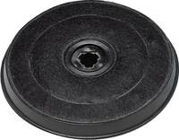 Ein rundes, schwarzes Kohlefilter mit einem zentralen Loch, das zur Luftreinigung in Dunstabzugshauben oder Lüftungssystemen verwendet wird.