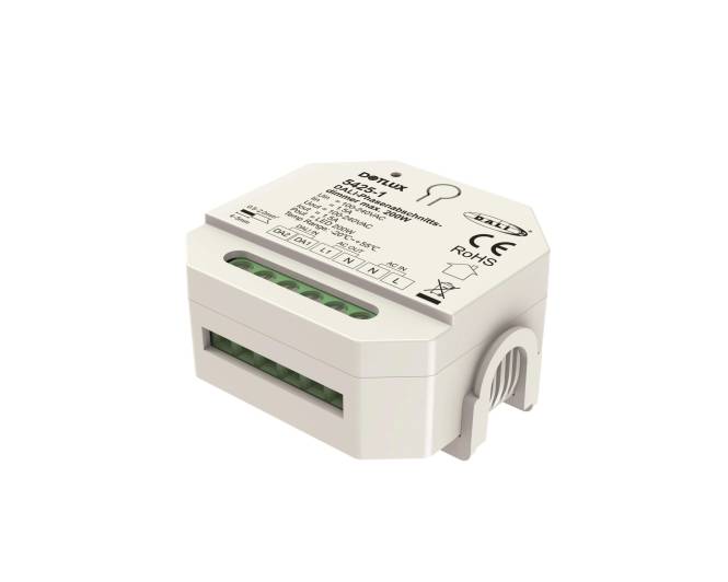 Wandmontiertes elektrisches Gerät mit der Bezeichnung „DPTLUX