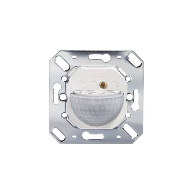 Ein eingelassener Bewegungsmelder mit metallischer Befestigungshalterung, konzipiert für die Installation in Wänden oder Decken, verwendet zur Bewegungserkennung.