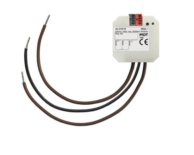 Ein kleines elektronisches Gerät mit drei angeschlossenen Drähten, gekennzeichnet mit „MDT Technologies