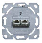 Wandmontagerahmen mit zwei Ethernet-Anschlüssen, entwickelt für einfache Installation in einer Netzwerkeinrichtung.