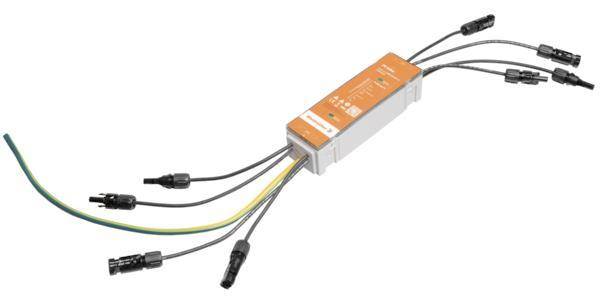 Eine kleine, rechteckige elektrische Komponente mit Drähten, die an beiden Enden herausragen, wird zum Verbinden mit anderen elektronischen Geräten verwendet.