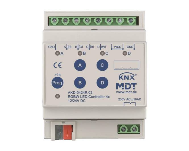 MDT AKD-0424R.02 LED Controller 4-Kanal RGBW 4TE REG Install.Baumaterial Schaltermat/Geb.Steu KNX