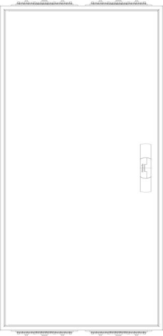 Ein einfaches weißes Papier mit einem kleinen vertikalen Rechteck auf der rechten Seite, das schwachen Text und Formen enthält und einem Wasserzeichen oder Diagramm ähnelt.