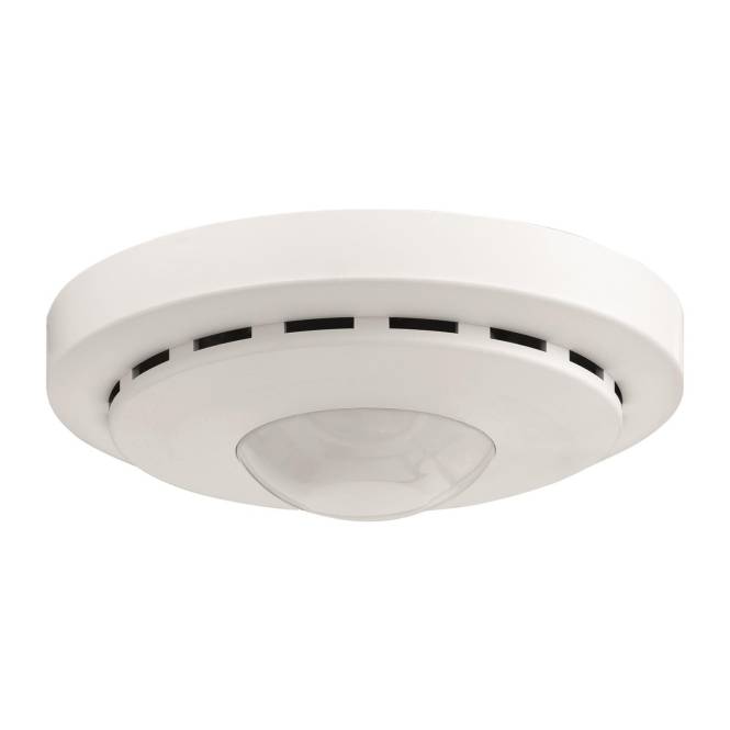 Deckenmontagemelder mit kreisförmigem weißem Gehäuse und Lüftungsöffnungen, entwickelt für Brandsicherheit in Innenräumen.
