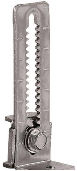 Eine Metallklammer mit gezahnten Kanten, die zum sicheren Befestigen oder Greifen von Materialien verwendet wird.