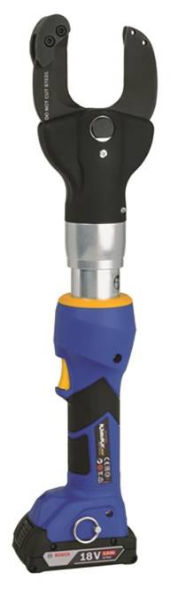 Ein blauer und gelber kabelloses Elektroschrauber mit silberner Metallspannzange und schwarzem Griff.