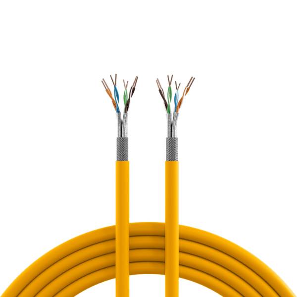 INFRALAN Cat.7A 1500 AWG22 S/FTP 2x4P CPR Cca -- melonengelb RAL1028, 500m Kupferverkabelung 4P CPR