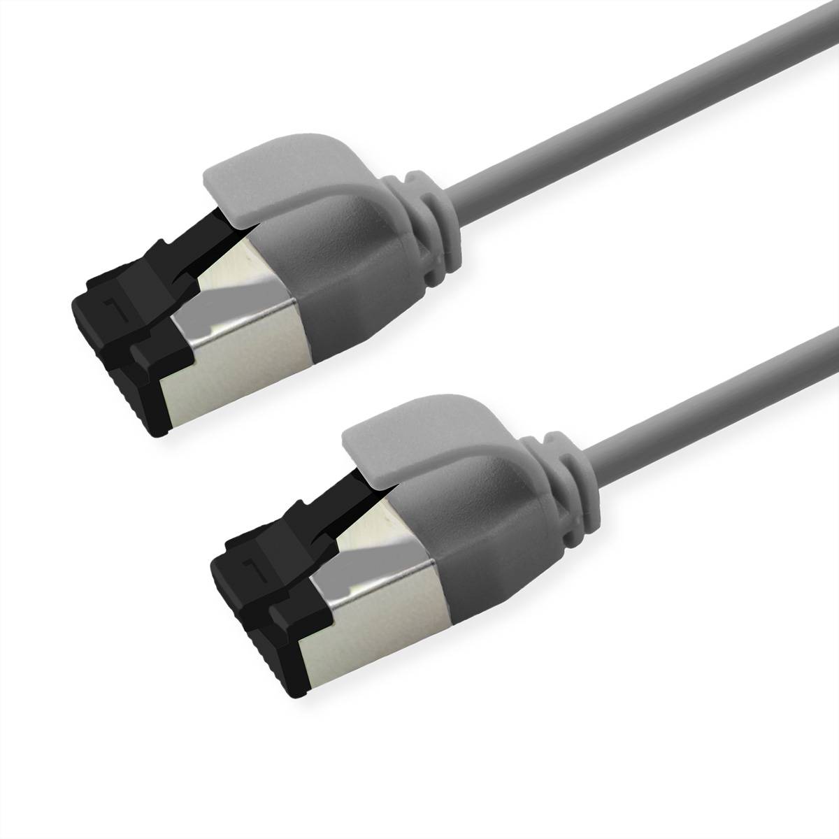 ROLINE S/FTP-(PiMF-) Patchkabel Cat.8 (Class I), Slim, LSOH, PoE, grau, 0,3 m Twisted Pair Kabel