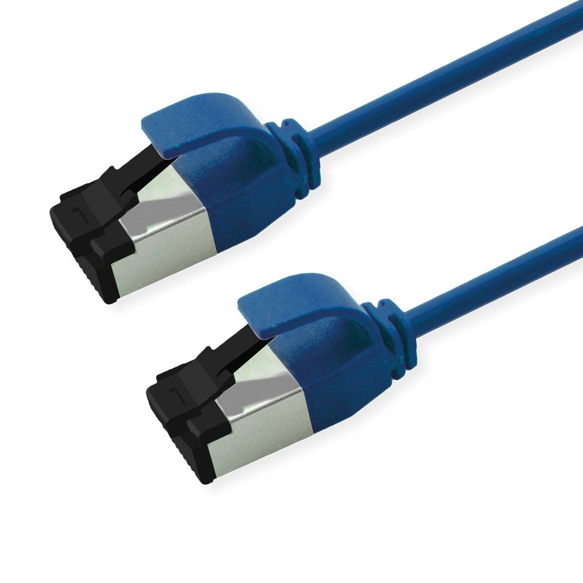 ROLINE S/FTP-(PiMF-) Patchkabel Cat.8 (Class I), Slim, LSOH, PoE, blau, 3 m Twisted Pair Kabel S/FTP