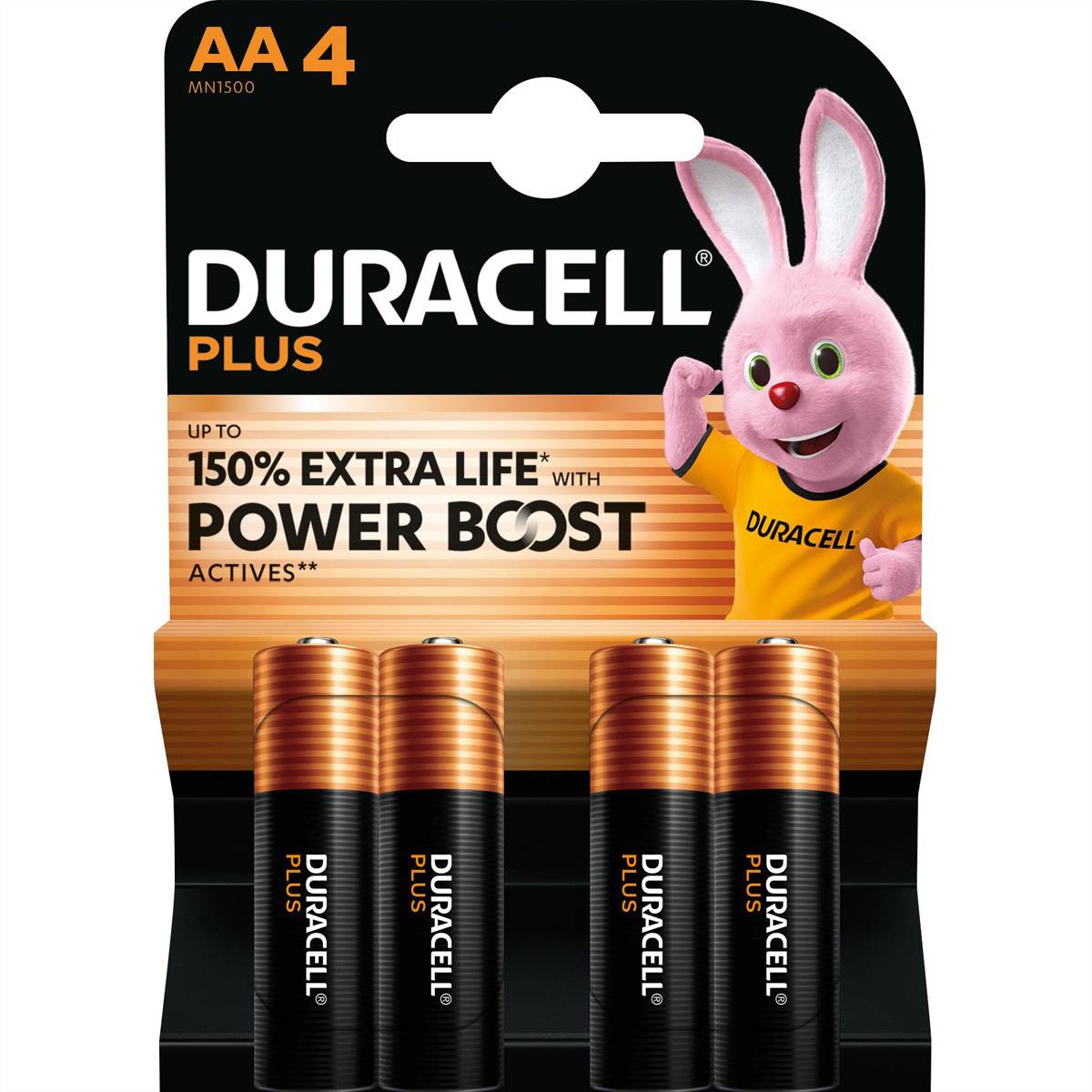 Duracell Plus AA-Batterien-Packung mit „150 % längere Lebensdauer mit Power Boost