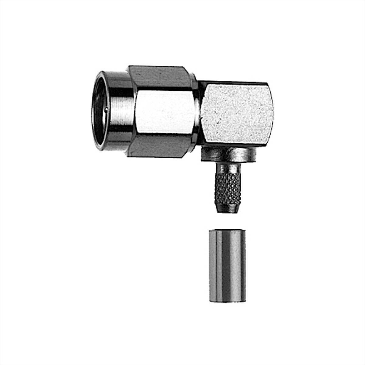 TELEGÄRTNER R-SMA-Winkelstecker, für RG-58C/U löten/crimp Koaxialstecker R-SMA-Kabelwinkelstecker