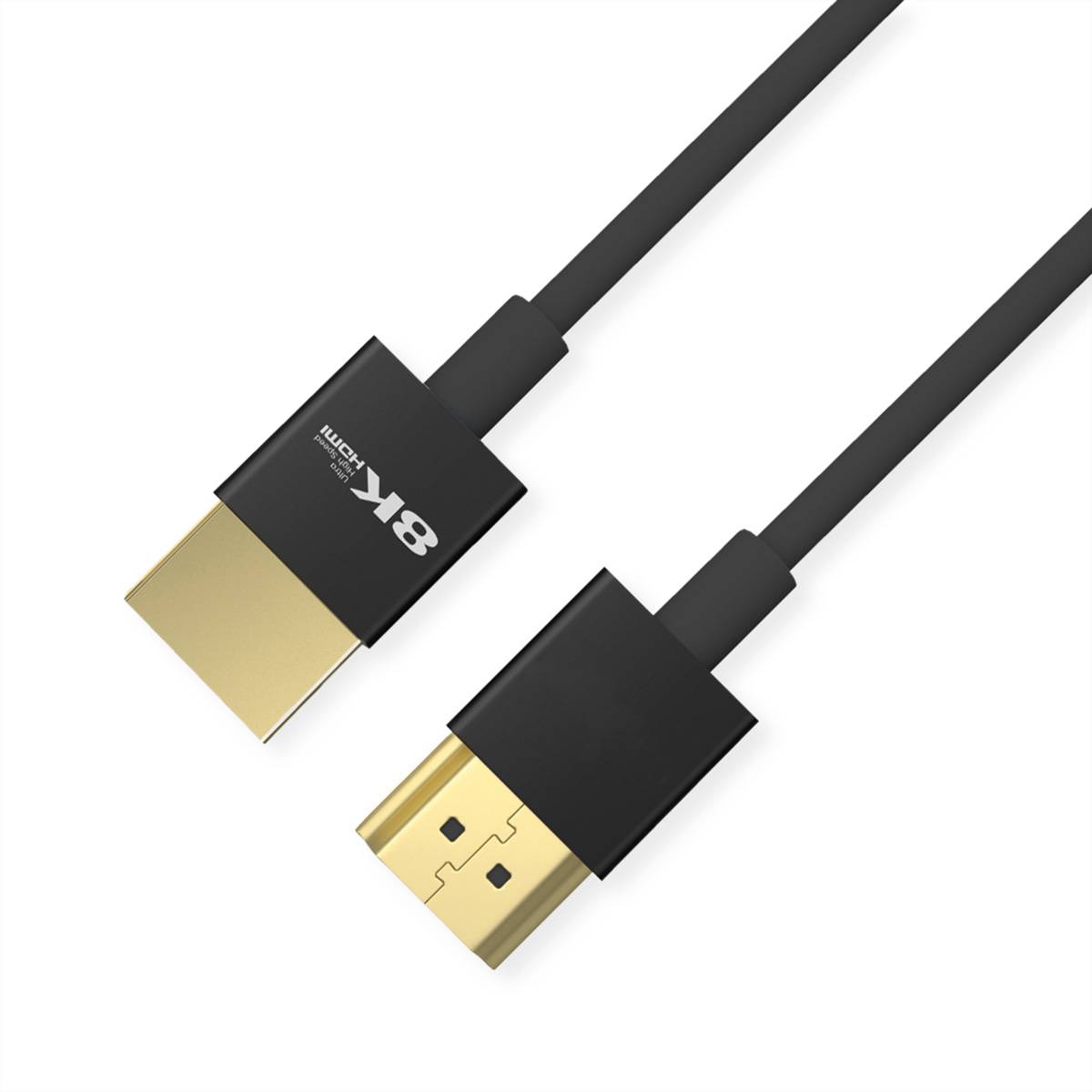 ROLINE 8K HDMI Ultra HD Kabel mit Ethernet, Slim, ST/ST, schwarz, 1,5 m