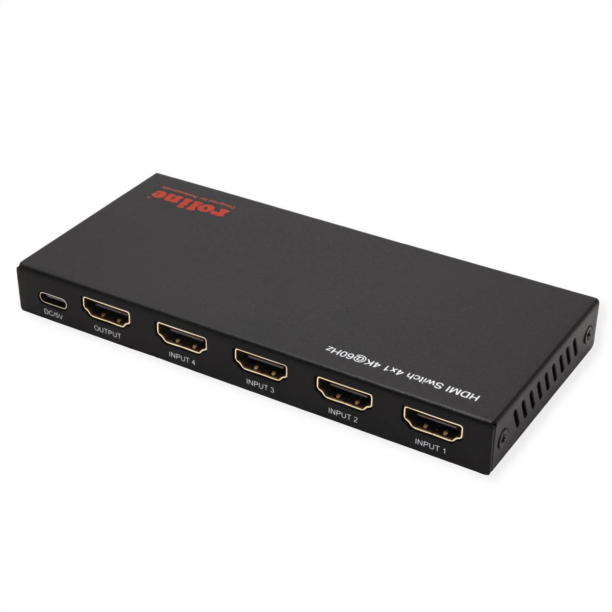ROLINE 4K HDMI Switch, 4-fach, mit Fernbedienung Splitter und Selektoren HDMI-Video-Switch