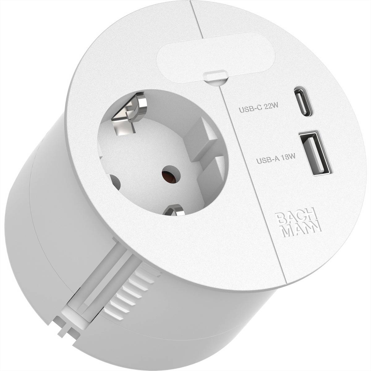 BACHMANN LOOP IN CHARGE 1xCEE7/3 ws, 1x USB A/C 22W 1xKBD 2,0m CEE7/7 Steckdosenleisten IN