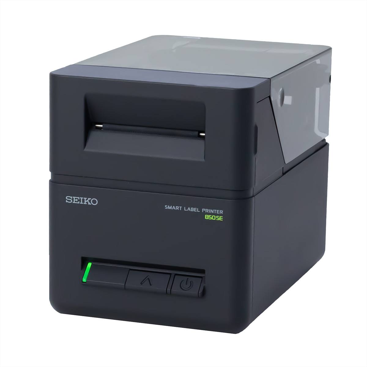 Seiko Smart-Label-Drucker 650SE, kompaktes schwarzes Design, geeignet für effizientes und genaues Drucken verschiedener Etiketten.