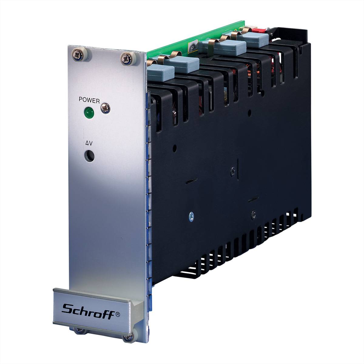 Ein Schroff-Stromversorgungsmodul mit Anzeigen für 