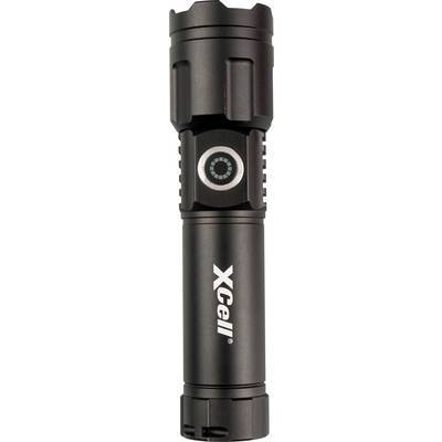 Eine schwarze Taschenlampe mit strukturiertem Griff und dem Logo 