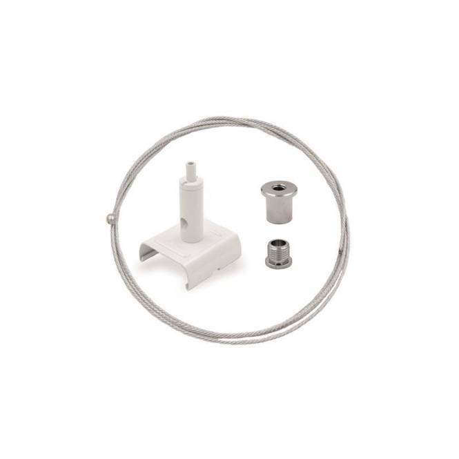 „Beleuchtungsaufhängeset mit Kabel, Montagebügel und Verbindern; für Deckeninstallationen verwendet.