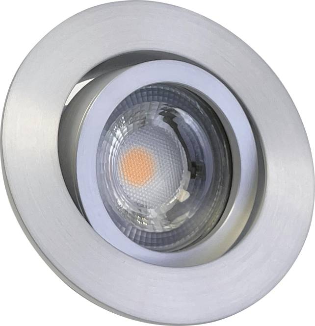 Silberne LED-Deckenleuchte mit versenkt montiertem Design und kreisförmiger Gestaltung, mit einer zentralen Lampe. Geeignet für moderne Innenbeleuchtung.