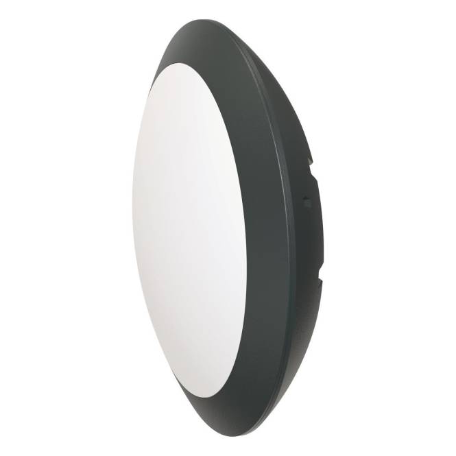 Ovale Wandleuchte mit elegantem schwarzem Rahmen und weißem Lichtdiffusor, konzipiert für moderne Innen- oder Außenbereiche.