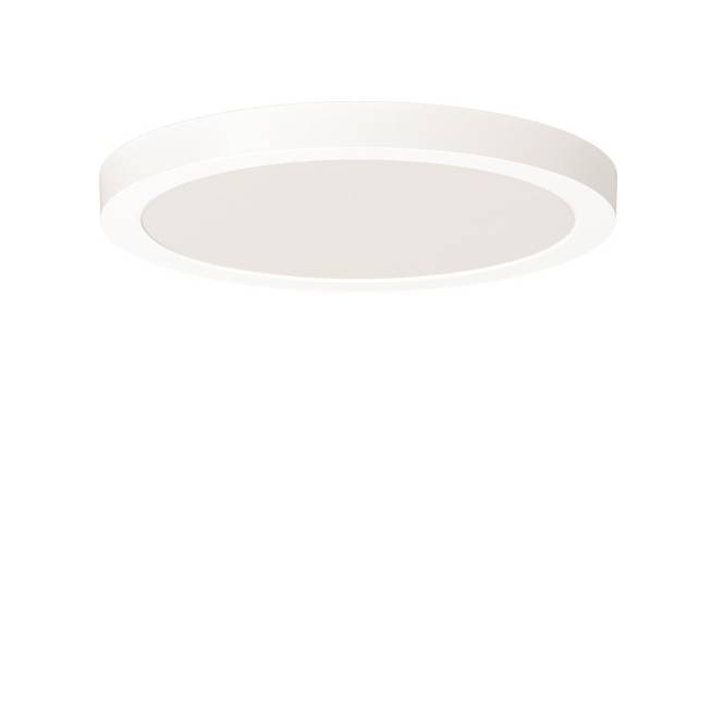 Eine runde, weiße Deckenleuchte mit glatter Oberfläche und einfachem Design, geeignet für moderne Innenräume.