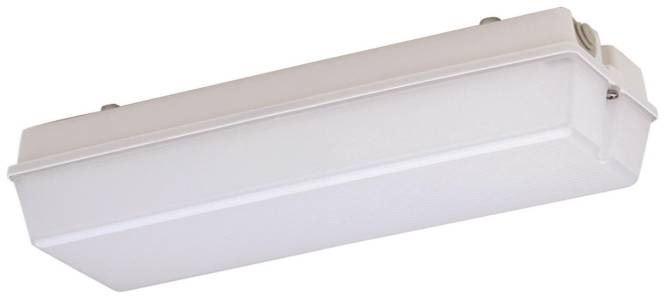 Eine lange, weiße, rechteckige LED-Leuchte mit glatter Oberfläche, konzipiert für die Decken- oder Wandmontage in Innenräumen.