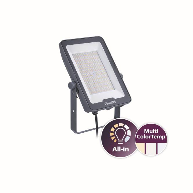 Eine rechteckige LED-Flutlichtleuchte mit schwarzem Rahmen und 