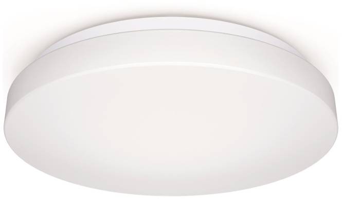 Eine runde, weiße Deckenleuchte mit schlichtem, modernem Design.