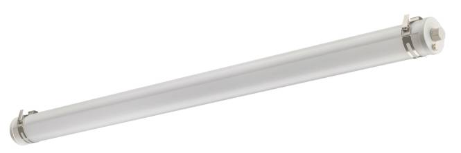 Ein langes, schlankes LED-Röhrenlicht mit weißem Gehäuse, das für energieeffiziente Beleuchtung in Wohn- oder Gewerbeflächen konzipiert ist.