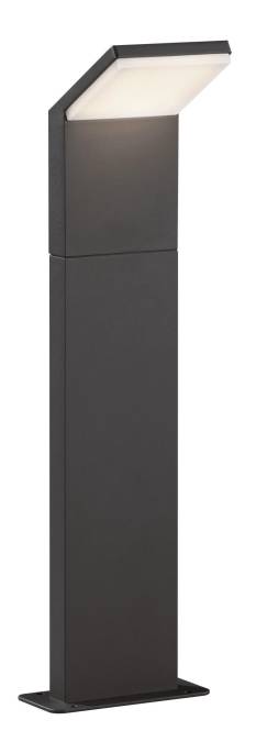 Ein hohes, rechteckiges, schwarzes Pfeiler oder Pfosten vor einem einfachen weißen Hintergrund.