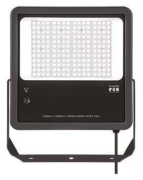 Outdoor LED Flutlicht mit breitem rechteckigen Rahmen, ausgestattet mit mehreren Reihen von LED-Glühbirnen.