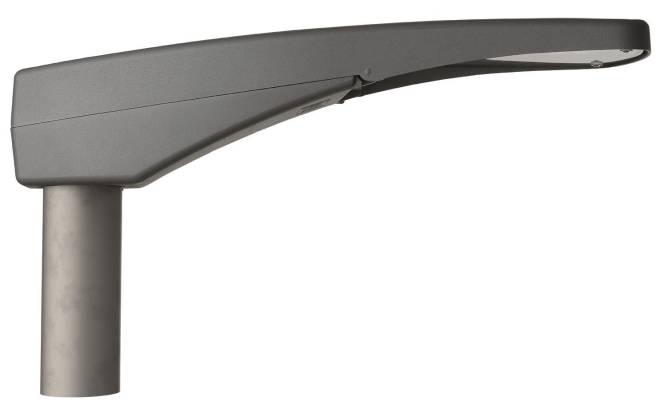 Nahaufnahme einer eleganten, modernen, geschwungenen Struktur, möglicherweise ein Segment eines architektonischen Elements oder Möbelstücks, mit einer glatten grauen Oberfläche.