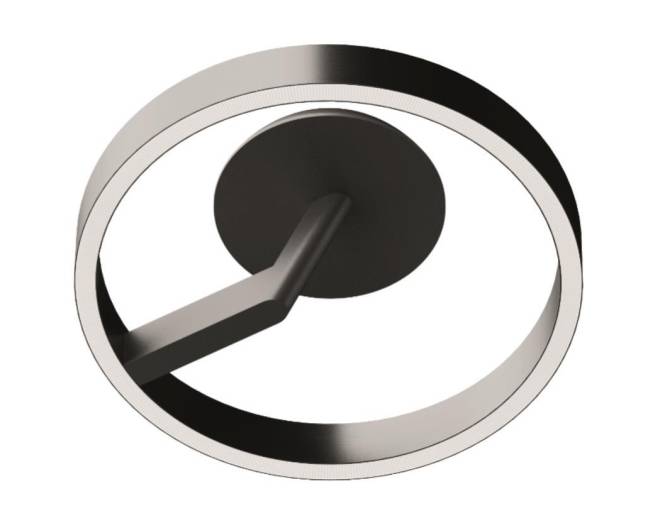 Eine moderne runde Deckenleuchte mit schlankem Metallrahmen und zentraler Halterung, die ein elegantes und zeitgenössisches Design schafft.